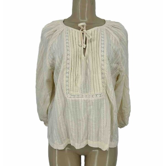 Marine Layer Women’s Small Dakota Peasant Blouse in Ivory Embroidered Boho C04 - Picture 2 of 9
